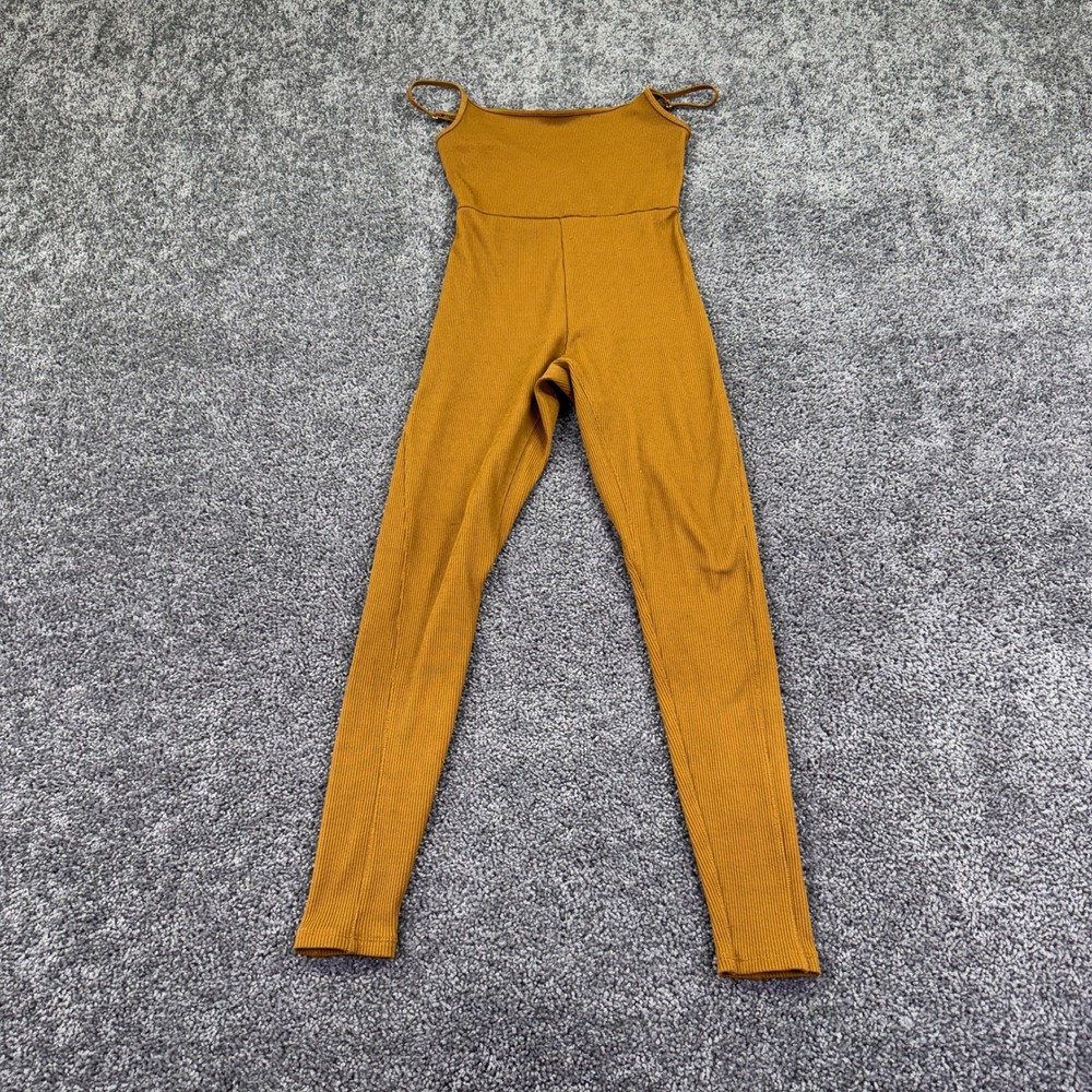 Wild Fable Jumpsuit Womens M Mustard Ribbed Spaghetti Strap